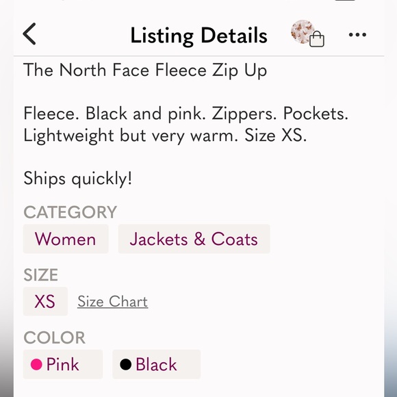 The North Face Fleece Zip Up Jacket Pink Black Size XS - Picture 3 of 8